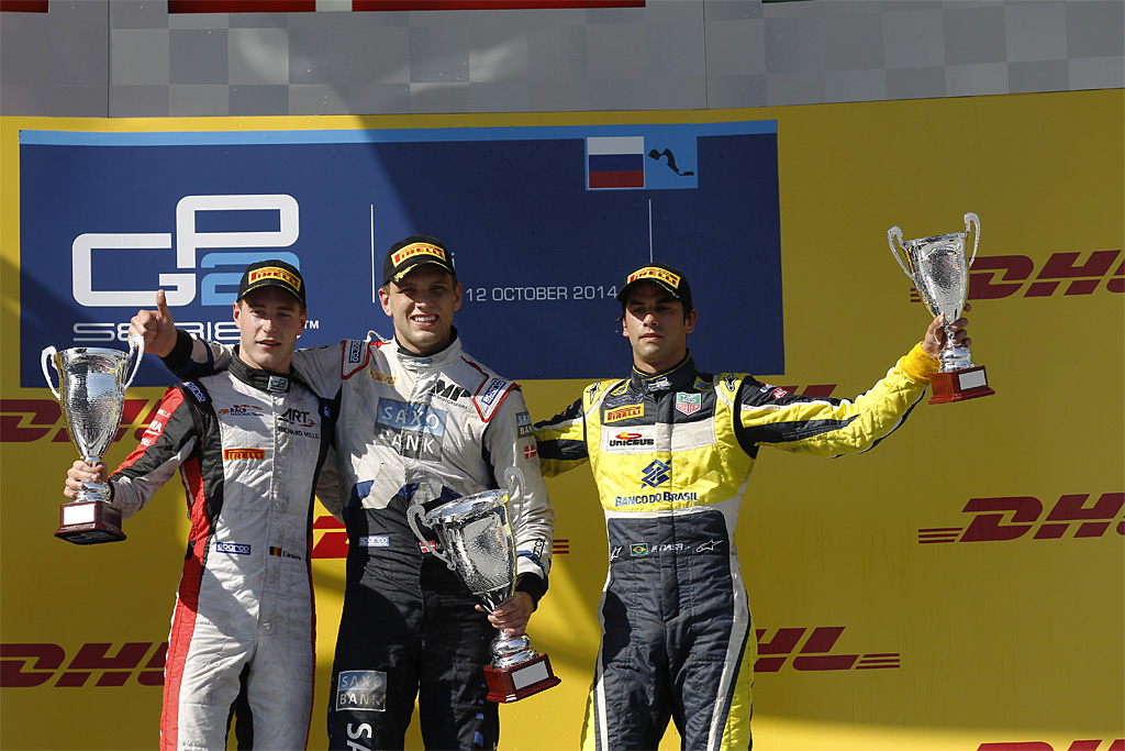 Marco Sørensen med Stoffel Vandoorne og Felipe Nasr
(Foto: GP2 Series)